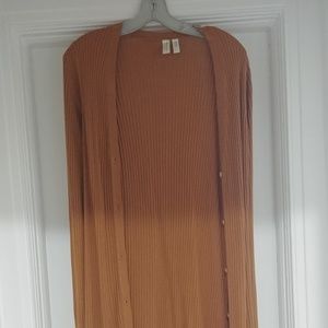 Anthropologie NWT Mustard Yellow Ribbed Cardigan